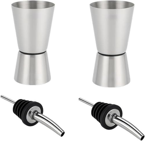Misurino per cocktail in acciaio inox da 2 pezzi, misurino doppio con bilancia, misurino doppio per gin da bar, shaker per vino da bar, set di misurini da bar con versatori per bottiglie, 20/40 ml