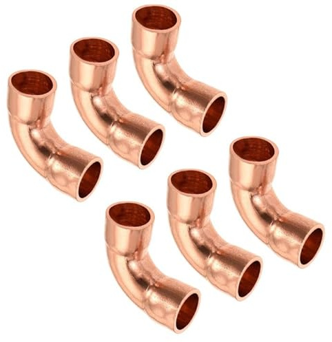 TA-VIGOR 15mm ID Elbow Copper Fitting, 90 Degree Pure Copper Pipe Connectors for HVAC, Plumbing, Home Renovation, Commercial Use, Sweat Soldering - 6PCS