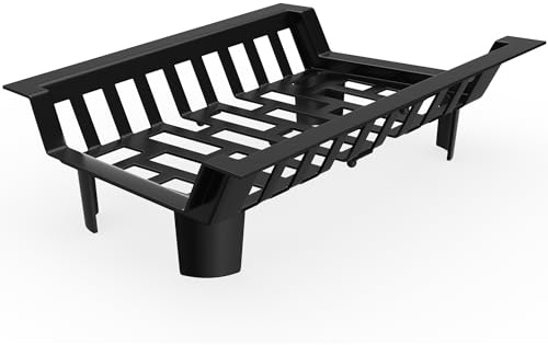 PEILU Griglia per camino in acciaio, 46 x 31 x 13 cm, a forma di trapezio, colore nero, con 4 gambe di supporto, portata fino a 50 kg, per interni ed esterni