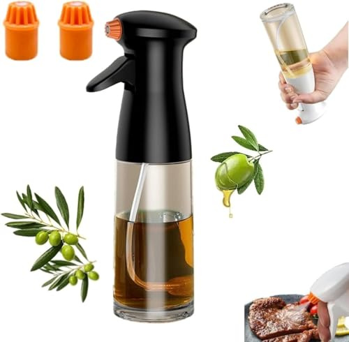Jamie Oliver Öl-Spray, 200 ml, Glas Olivenöl Sprühflasche, Sprühflasche, Küchenhelfer, Zubehör für Luftfritteuse, Grillspray, Backen, Backen