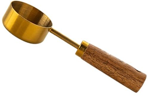 FELTECHELECTR Cuillère Doseuse à Café en Acier Inoxydable en Bois Mini Cuillère à Mesurer 1 Pièce Dosette Pratique pour Café en Grains et Lait Accessoire de Pâtisserie pour Usage Domestique