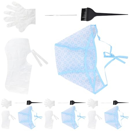 Mipcase 4sets Cuffia per Tintura Capelli con Kit Completo di Cuffie Usa e Getta per Mèches Ganci e Pennelli per Tintura Adatto Tutti i Tipi di Capelli per Uso Domestico o Salone