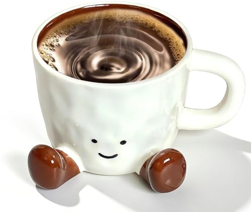 Süße Tasse Kaffeetasse aus Keramik,Niedliche Becher Design-Wasserbecher mit Füßen für Familien,Festliche Geschenke für Männer und Frauen,Kreative Dekorative Geburtstagsgeschenke