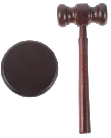 HOODANCOS Mazo de Juez de Madera Maciza Pequeño Base, Martillo de Subasta para Oficina y Material Escolar, Accesorio de Escritorio Jueces, Mazo Tradicional Seguro y Duradero