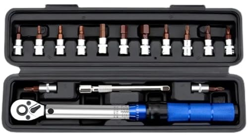 gdsDEs 15pcs Torque Wrench Set 1/4 2-24Nm Two-Way Bicycle Hex Wrench Tool Socket Preset Wrench Repair Kit Bike Maintenance