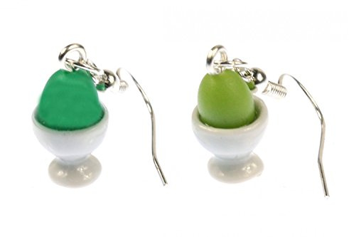 Miniblings Boucles d'oreille d'oeufs de Pâques coquetier oeufs colorés oeufs de Pâques Printemps - Bijoux fantaisie main argenté Boucles d'oreille