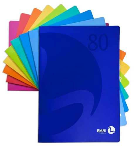 BM BeMore 0110586 Notizbuch Color 80, A4, Lineatur B, liniert mit Rand für 3. Elementar, Papier 80 g/m², verschiedene Farben, 12 Stück