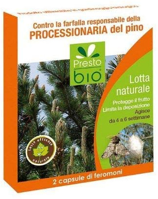 PRESTO BIO Trappola a ferormoni per la Cattura di Vari Insetti Completa con Due Capsule di ferormoni specifici (PROCESSIONARIA del Pino)