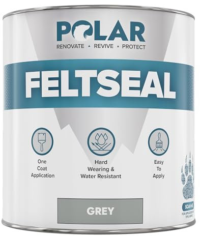 Polar Grey Felt Seal - 1 Litre - Instant Waterproof Roof Sealant - Ideal for Flat or Pitched Felt, Shed & Garage Roofs - Easy to Apply