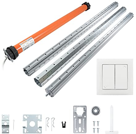 3T-MOTORS Rolladenmotor Komplettset, Rohrmotor mit elektronischen Endschaltern, Rollladenmotor SW60, Set bis 3,50 m Rolladenkastenbreite, Wippschalter, Rolladenwelle und Montage Zubehör