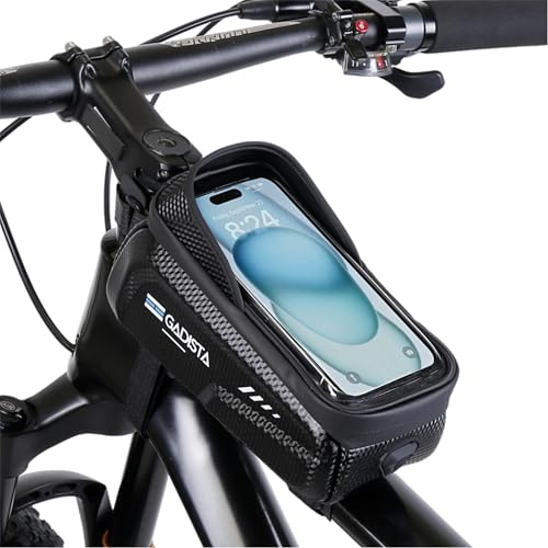 GADISTA France, Sacoche Velo Cadre Etanche pour Telephone Tactile 6.8 VTT, Cadeau Homme Noel, Accessoire Velo Indispensable (Téléphone + Rangement intégré)