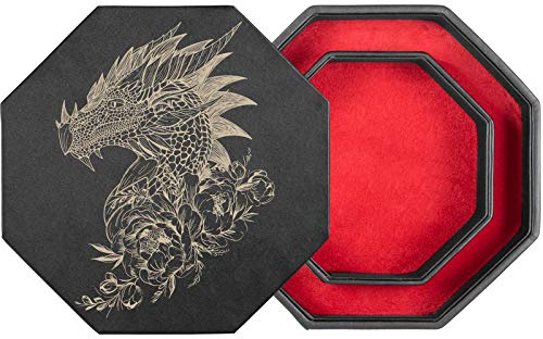 shibby Würfelbrett mit Würfel-Ablage und Deckel für alle Tabletop Spiele - 23,5cm floral M8-1 (rot)