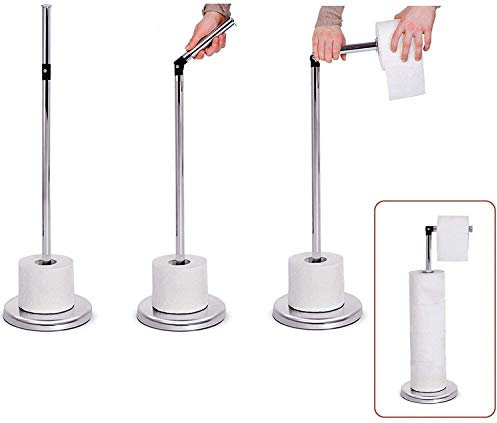 Raxter Toilet Roll Holder Free Standing Toilet Paper Storage Stand With Stylish Chrome Steel Finish, Paper Towel Holder Easy Bathroom Tissue Roll Solution for 5 Toilet Rolls, Size 55cm x 24cm x 19cm