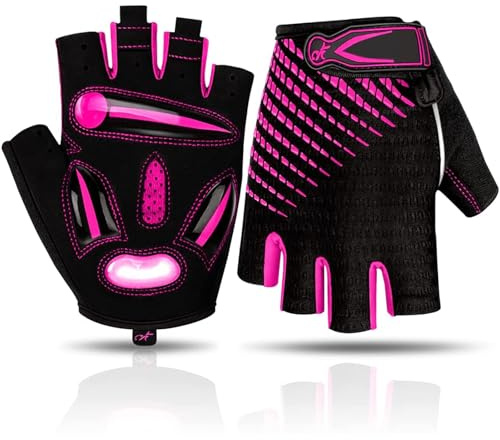 BIKINGMOREOK Bike Cycling Gloves for Men Women,Non-Slip Breathable 5MM Gel Pads DH Mountain Road Bicycle Gloves for MTB Biking Cycling,Workout Sports-Pink-M