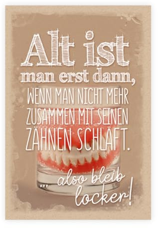 KE - Glückwunsch-Karte zum Geburtstag für Männer mit Spruch, mit Umschlag, DIN B6, lustige Geburtstagskarte Mann, Motiv: Gebiss