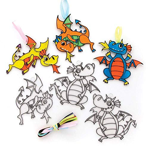 Baker Ross Dragon Suncatchers - Pack of 10, Chinese New Year Craft Kit, Crafts for Kids (FE264)