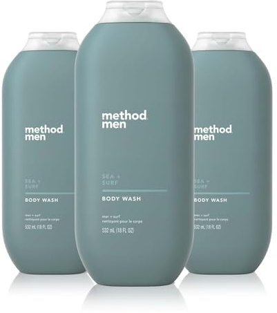 Method Men, Sea + Surf Body Wash, 18oz, 3 Packs, Packaging May Vary