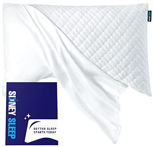 Sidney Sleep Curved Pillow Covers - Full Length Zipper Closure - Premium Soft Brushed Microfiber - 20 x 30 Inches - Fits Curved Side Sleeping Pillows (Queen, White)