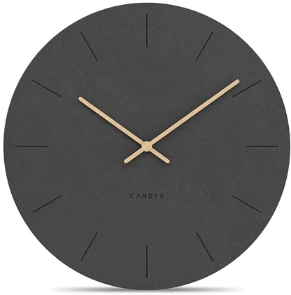 Cander Berlin MNU 2650 S XXL Wanduhr lautlos 50 cm ohne Tickgeräusche analog Wohnzimmer modern Vintage hellgrau Holzzeiger groß riesig