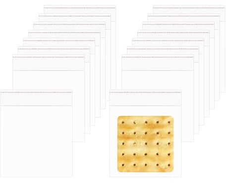 Transparent OPP Sachet Alimentaire 8x8cm 200 Pièces Cellophane Sacs en Plastique Pochettes en Cellophane Refermables pour Sucette Biscuits Chocolat Bonbons(16 Tailles au Choix)
