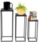 SanBouSi Set di 3 Sgabelli per Fiori, In Metallo, Colore Nero, Forma Rettangolare, per Piante, Decorazione a Colonna, Quadrato Vaso