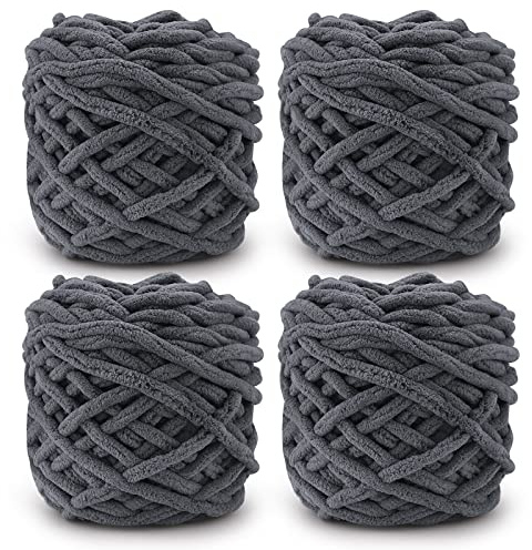 Hilo de lana para tejer 4 x 100 g Hilo de tejer para ganchillo, hilo suave y grueso para proyectos de hilo Hacer bolas de felpa Bolsos hechos a mano Suéteres Zapatos Sombreros Mantas Bufandas