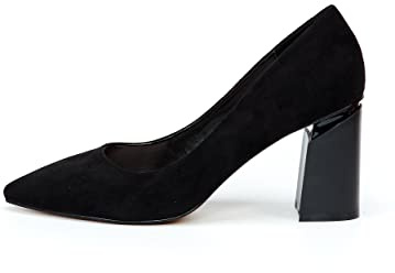 Rio Fiore dampumps, svart/vinröd, 8 cm blockklack, normal/smal, mjuk mockaimitation, bekväma pumps med häl, svart, 41 EU smal