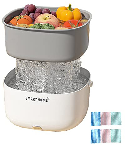 FUYTERY Ultrasonic Fruits Vegetable Washing Machine Rice Wash Basket Cleaner Food Dirt Removal Cleaning Kitchen Gadgets（With rag）