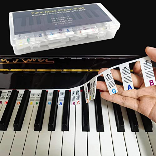 iJiGui Piano Keyboard Stickers for 88 Keys, Removable Silicone Piano Keyboard Note Labels, for Beginners and Musical Instrument Enthusiasts(Colorful)