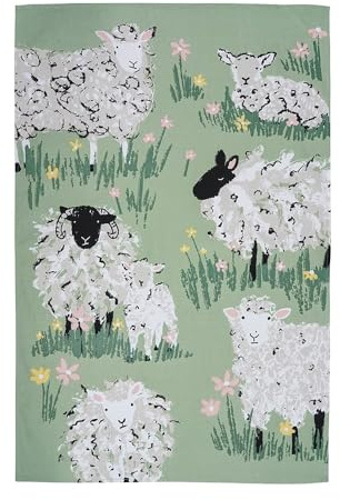 Ulster Weavers - Woolly Sheep - Tea Towel - Cotton - One Size in Green