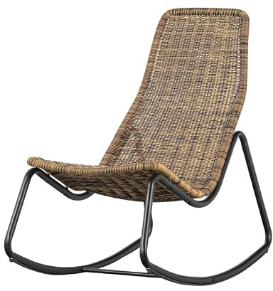 Dezain® - Schaukelstuhl Tom aus Rattan | wetterfeste Schaukelliege | Korbschaukelstuhl für Indoor & Outdoor | robuster & pflegeleichter Schaukelsessel | Gartenmöbel in Natur