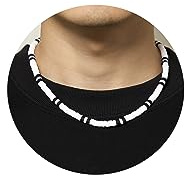 MIFYNN Surfer Necklace for Men Beaded Choker Necklace Puka Shell Necklaces Brown Coconut Wood Beads Necklaces Beach Surfer Jewelry Gift (White)