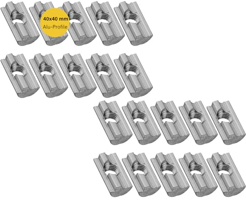 Avoltik 20x Premium m8 Nutensteine I Alu Nutensteine M8 mit einschwenkbarer Federkugel zur Befestigung für PV-Module I robuste Nut-Steine aus hochwertigem Aluminium passend für 40 x 40 Alu-Profile