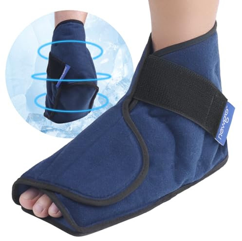 NEWGO Foot Ice Pack Wrap, Full Coverage Ankle Ice Packs for Sports Injuries and Pain, Reusable Gel Ice Cold Packs for Achilles Tendonitis, Plantar Fasciitis, Sprained Ankles and Heels-Blue
