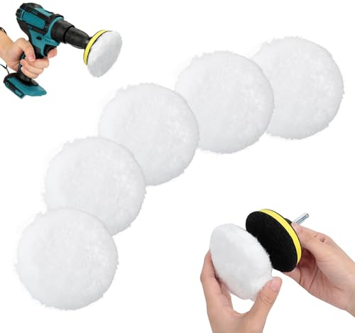 AiQInu 80mm Tampon Polissage En Laine, 7 Pièces Disque De Polissage, Pour Le Polissage Et Le Cirage De Voiture, Avec M10 Adaptateur De Perceuse