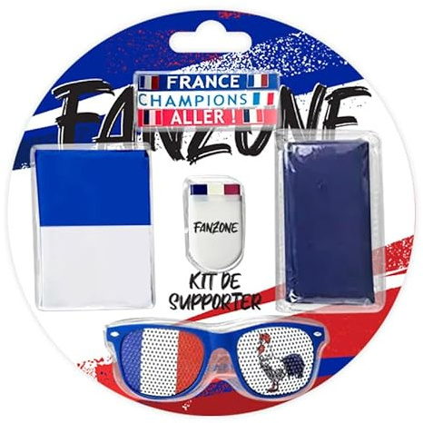 LES COTILLONS D'ALSACE Kit Supporter France I Equipe Francais Foot Rugby I Maquillage Drapeau Tricolore I 8 Pieces