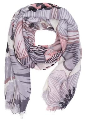 QUEEN HELENA Sciarpa Leggera Fantasia Foulard Morbido Colorato Casual Donna SC024-3 (Grigio)