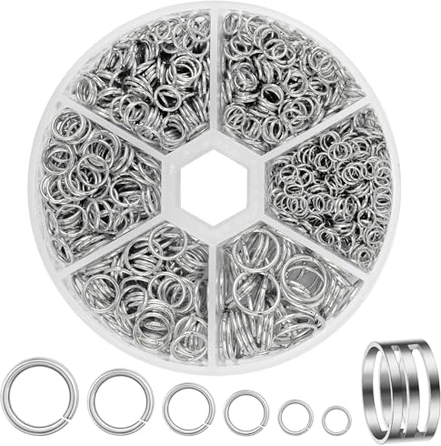 DIYDEC 1200 Stück silbere Biegeringe, Metall Offene Ringe Schmuck Reparatur Kettenringe Sprungringe für für Schmuckherstellung DIY Armbänder Halsketten Handwerk