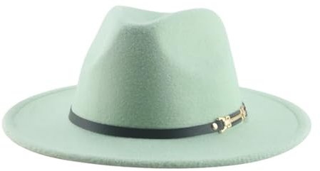 SOYNIA Fedora Trilby Filzhut Hut Fedora-Hut Für Damen Bandgürtel Filzhüte Für Herren Breite Krempe Hochzeit Damenhut 56–58 cm Hellgrün