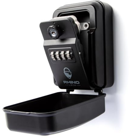 Rhino Lock Secure Pro Mk 2 - Combination Key Safe Wall Mounted - Lock Box/Key Box- Large Internal Storage for Keys with 4 Digit Lock, Emergency Key Access & Patented Code Recovery System #UKBrand