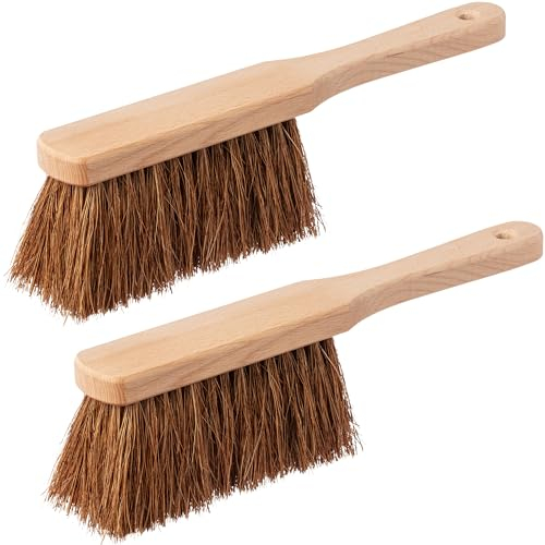 2er Set Handfeger Kokos, Made in Germany, Kokoshandfeger, Handbesen aus Holz mit Kokosborsten, Idealer Handfeger für Garten, Draussen mit Naturborsten Besen Kokos Feger, Holzhandfeger