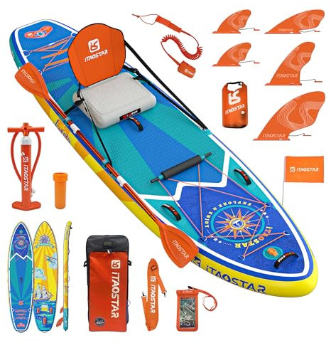 iTAOSTAR J01AP 34 Extra Breites Paddleboard, Aufblasbares Stand Up Paddleboard mit Premium-SUP-Zubehör, Aufblasbare Paddleboards für Erwachsene/Jugendliche Aller Fähigkeitsstufen