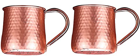 Fegtrtyoa 2 Pcs Hammered Copper Beer/Milk Mug,Handcrafted Cup,Drinkware Tableware,520ML