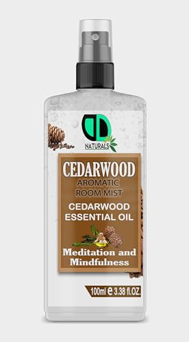DD Teck Cedarwood Aromatherapy Room Spray with Essential Oils – Natural Odour Eliminator & Air Freshener for Bedroom, Bathroom, Bedding, Pillows & Fabrics – Fresh Cedarwood Home Fragrance Mist (100m)