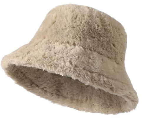 Fischerhut Damen Winter Hut Kunstpelz Winterhut Warm Filzmütze Weich Wintermütze Kuschelig Damenhut Fleece Fischermütze Klappbar Einheitsgröße Bucket Hat Elegant Flauschig Eimer Hut für Outdoor