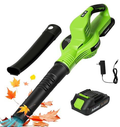 Souffleurs De Feuilles 21 V,Souffleur à Batterie avec Batterie et Chargeur,Souffleurs De Feuilles sans Fil avec Affichage LED,2 Vitesses, pour l'entretien de la Pelouse et Jardin (1 Batterie)