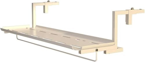DKPLOE Balkontisch zum Einhängen Balkontisch klappbar geeignet für Balkon Terrasse Garten für Balkongeländer bis 75 Kg belastbar(Weiß,60cm)