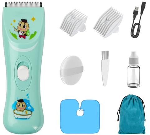 Tondeuse à Cheveux Électrique Silencieuse pour Enfants, Kit de Coupe de Cheveux pour Bébé, Machine de Coupe de Cheveux Sans Fil Étanche et Rechargeable, Tondeuse à Cheveux Sans Fil pour Enfants
