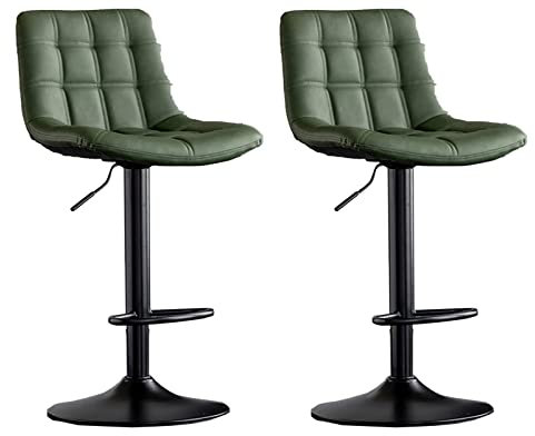 Moderne, verstellbare Frühstücksbars mit Rückenlehne, gepolstert, PU-Leder, Drehhocker für Küchentheke, Insel, Grün, 2 Stück