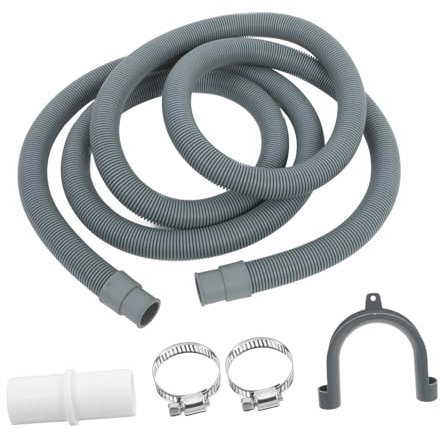WATIIFUFU 2.5m Washing Machine Drain Pipe Plastic Hose U-Bend Holder Hose Clamps Easy Install for Dishwasher Washers